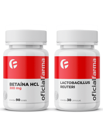 Betaína Hcl 300mg 90 Dose + Lactobacillus Reuteri 30 caps
