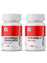 Magnésio Dimalato 300mg 90 Cápsulas + Vitamina C 500mg 120 Cápsulas