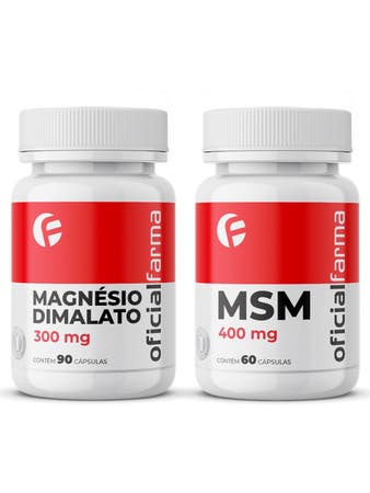 Magnésio Dimalato 300mg 90 Cápsulas + Msm Enxofre Orgânico 400mg 60 Cápsulas