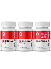 Ioimbina 60 Doses + Spirulina 60 Cápsulas + Diurético 30 Doses