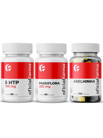 5 Htp 100Mg 60 Cápsulas + Passiflora 200Mg 60 Cápsulas + Termogênico Abelhinha 120 Cápsulas