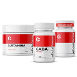 Gaba 400mg 60 Cápsulas + Melatonina 5mg 100 Doses + Glutamina 200g