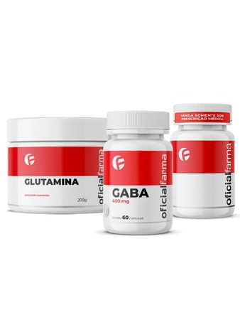 Gaba 400mg 60 Cápsulas + Melatonina 5mg 100 Doses + Glutamina 200g