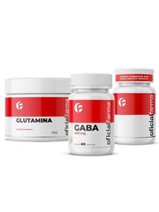Gaba 400mg 60 Cápsulas + Melatonina 5mg 100 Doses + Glutamina 200g