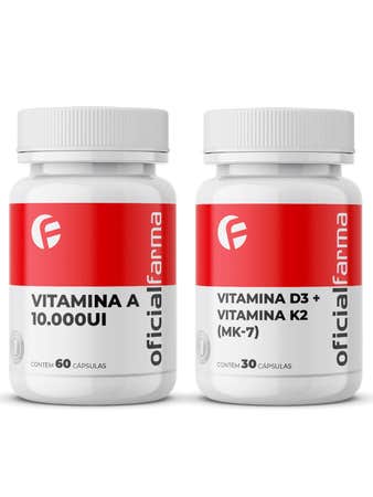 Saúde dos olhos e ossos - Vitamina D3 + Vitamina K2 (Mk-7) + Vitamina A